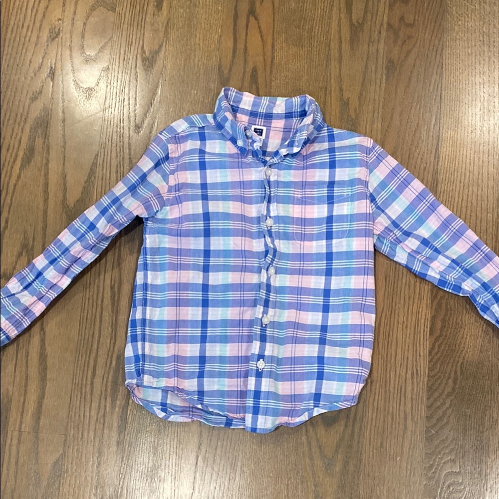 Janie and Jack Blue and Pink Plaid Button-Down Shirt